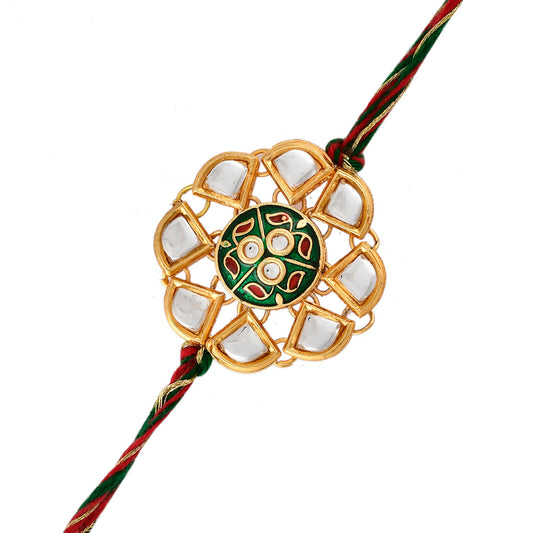 trueBrowns X Voylla Kundan Polki Enameled Bhaiya-Bhabhi Rakhi | Swadesiicart