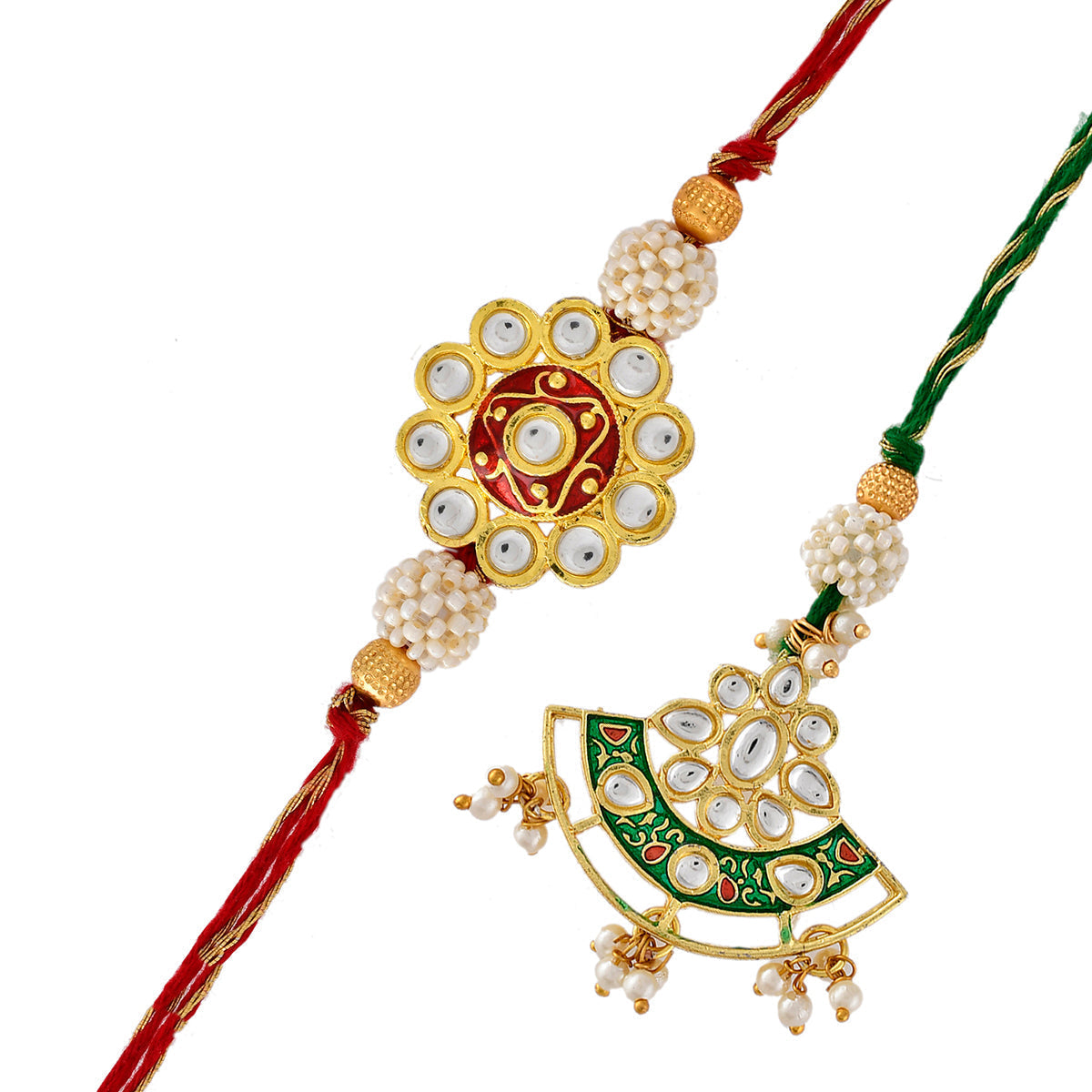 trueBrowns X Voylla Kundan Polki Traditional Bhaiya-Bhabhi Rakhi | Swadesiicart