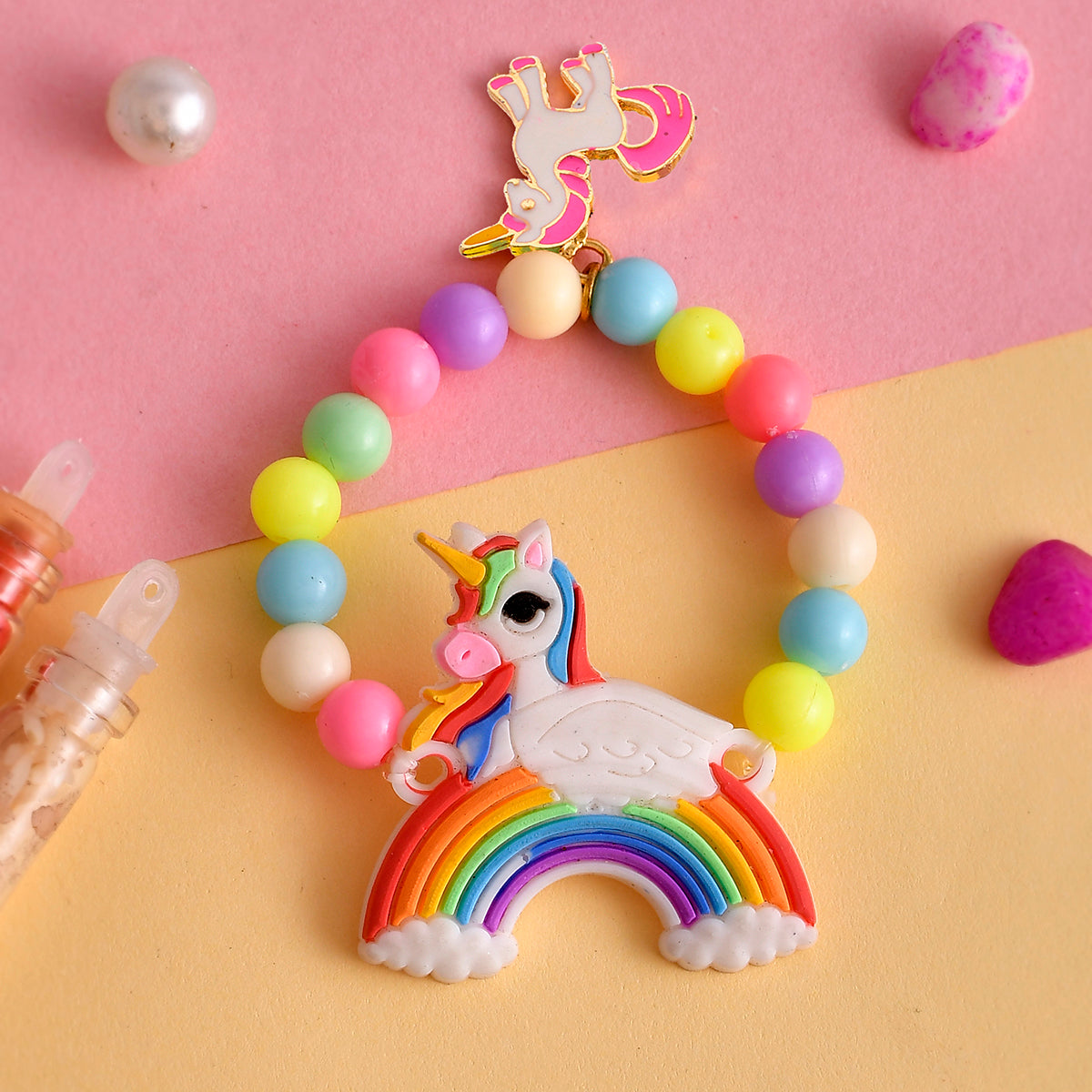 trueBrowns X Voylla Colorful Rainbow And Unicorn Beaded Kids Rakhi | Swadesiicart