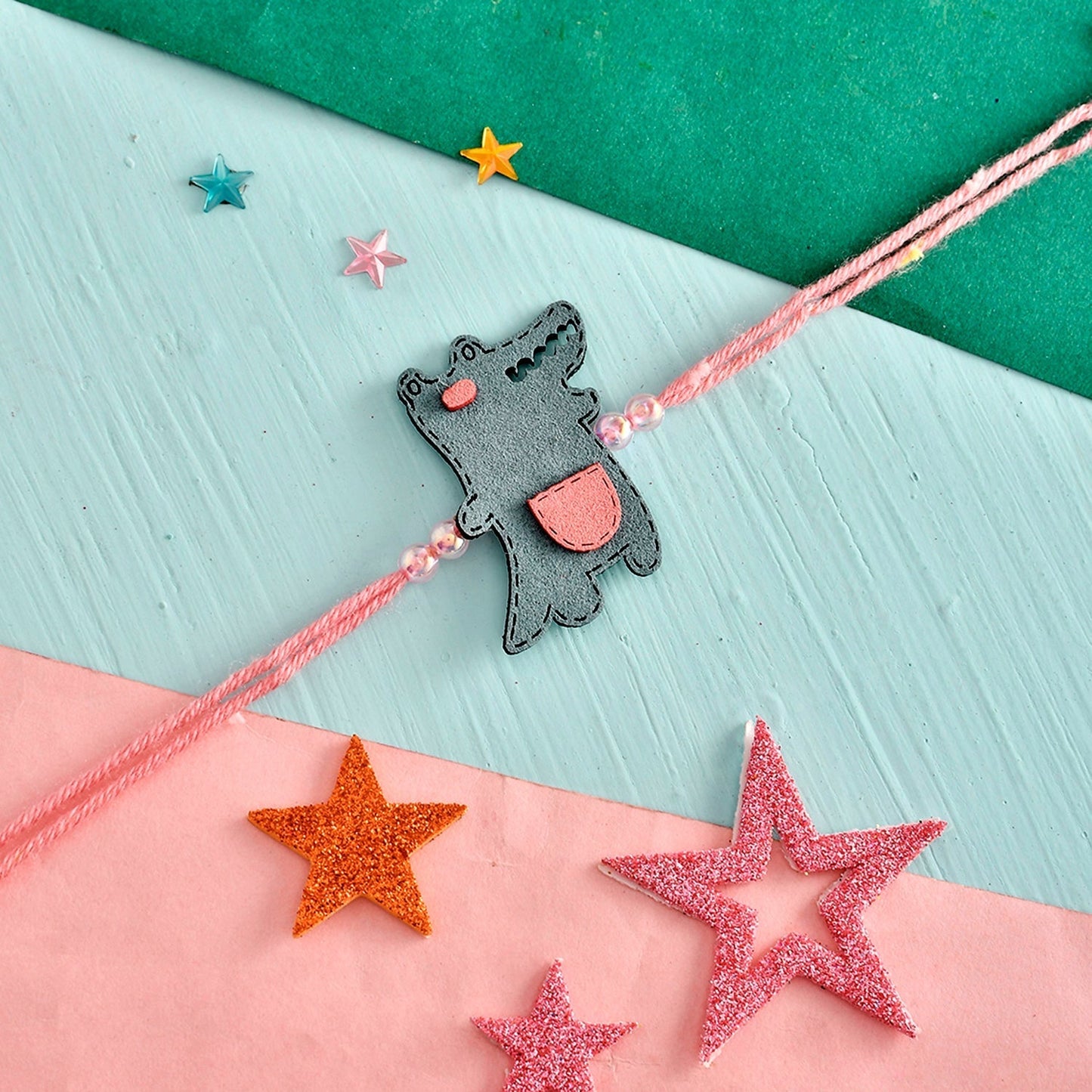 trueBrowns X Voylla Playful Crocodile Colourful Kids Thread Rakhi For Kids | Swadesiicart