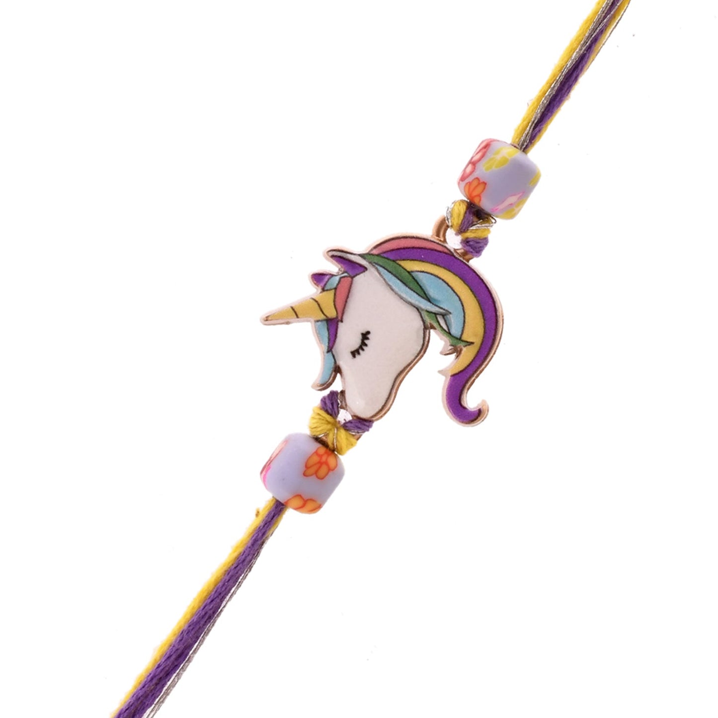 trueBrowns X Voylla Rainbow Unicorn Beaded Slip-On Rakhi For Kids | Swadesiicart