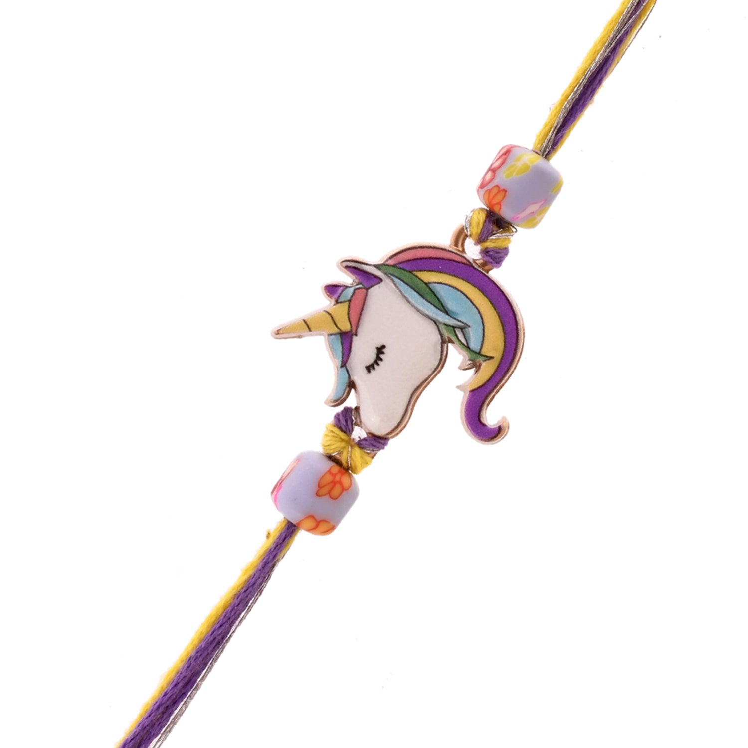 trueBrowns X Voylla Rainbow Unicorn Beaded Slip-On Rakhi For Kids | Swadesiicart