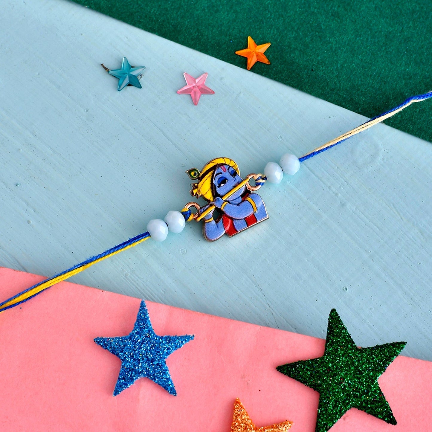 trueBrowns X Voylla Lord Krishna Kids Thread Rakhi For Kids | Swadesiicart