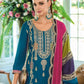 Anaita Teal Premium Embroidered Chinon Stitched Salwar Suit