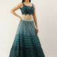 House of Panchhi Women Teal Net Embroidered Sequins Lehenga & Blouse with Dupatta | Swadesiicart