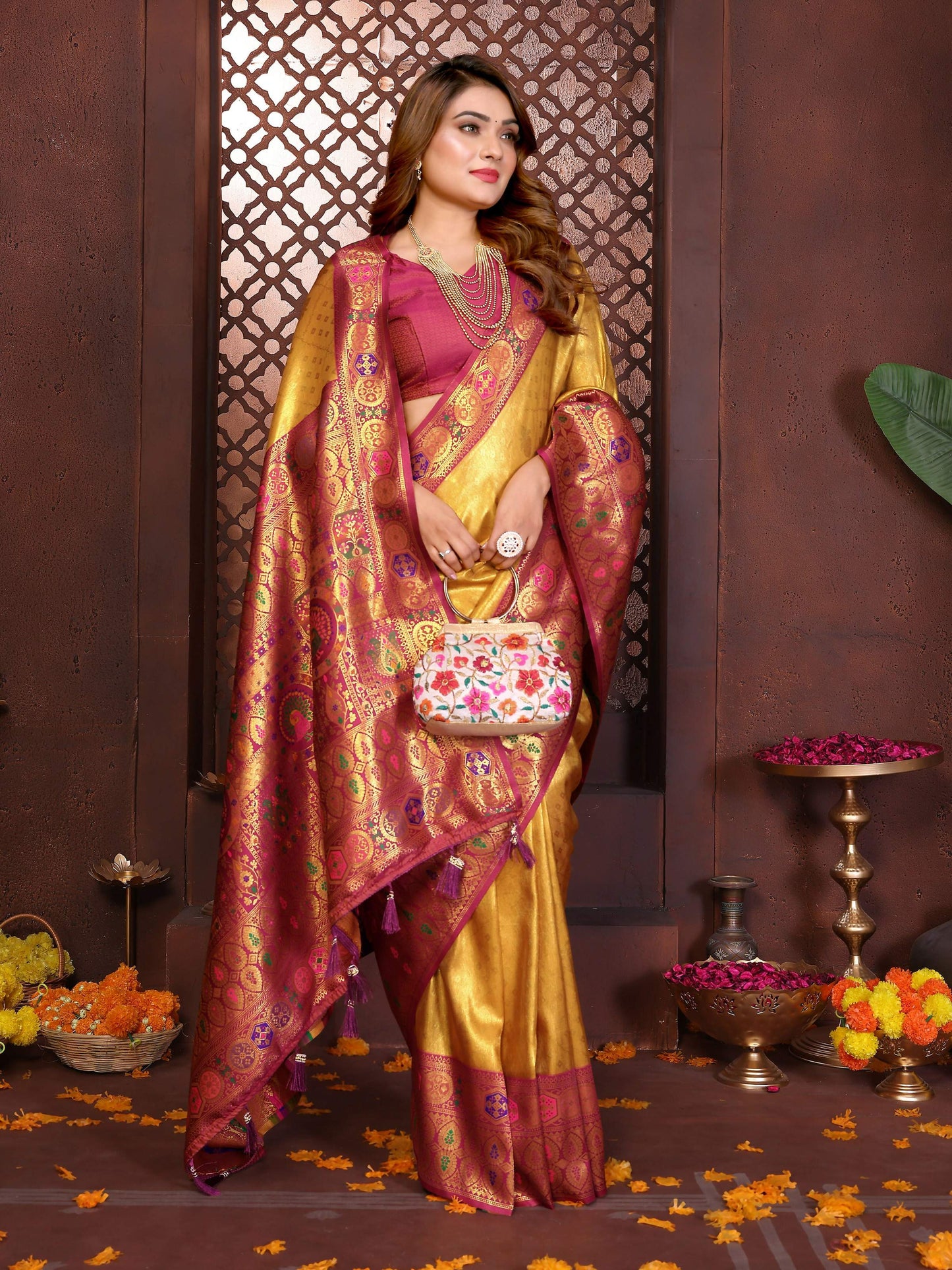 Aastha Fashion Gold Tissue Silk Weaving Saree