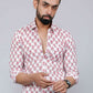 Miravan Men's White & Pink Spread Collar Floral Print Shirt | Swadesiicart