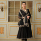 Pomcha Jaipur Black Saadgi Sunheri Lace Black Anarkali Set | Swadesiicart