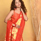 Very Much Indian Tie & Dye Handloom Mul Cotton Saree - Yellow Red | Swadesiicart