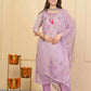 Wine Premium Organza Embroidered Stitched Suit With Dupatta - Tanisha | Swadesiicart
