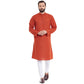 Even Apparels Orange Pure Cotton Men's Kurta With Band Collar | Swadesiicart