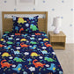 Home Sizzler Blue & Yellow Printed 210 TC Bedsheet with Pillow Covers - Swadesiicart