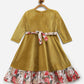 Ahalyaa Mustard Velvet Plain Kids Frilled Kurta For Girls | Swadesiicart