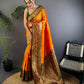 Joban Fashion Banarasi Orange Woven Soft Silk Saree | Swadesiicart