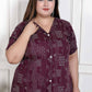 Miravan Women's Plus Size Wine Mandarin Neck Floral Printed A-Line Party wear Kurta - Swadesiicart