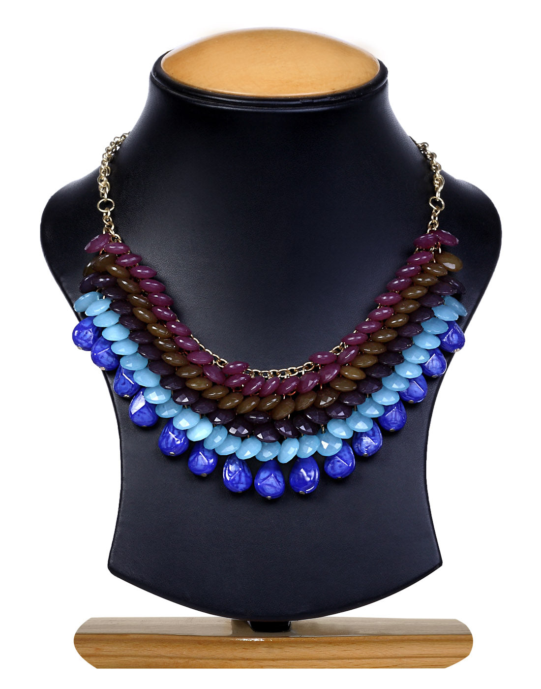 Gold-Polished Alloy Beaded Short Statement Necklace - The Pari | Swadesiicart