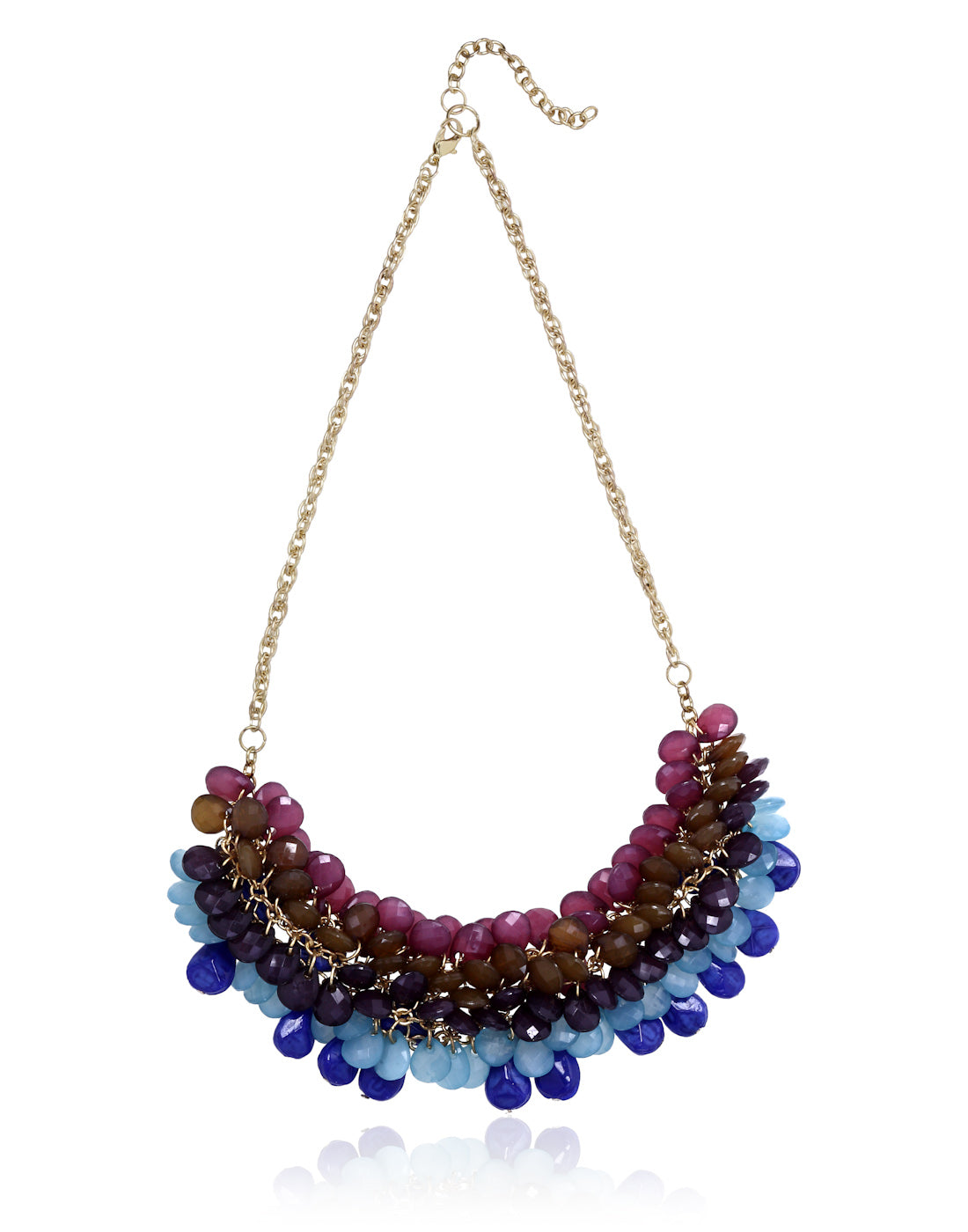Gold-Polished Alloy Beaded Short Statement Necklace - The Pari | Swadesiicart