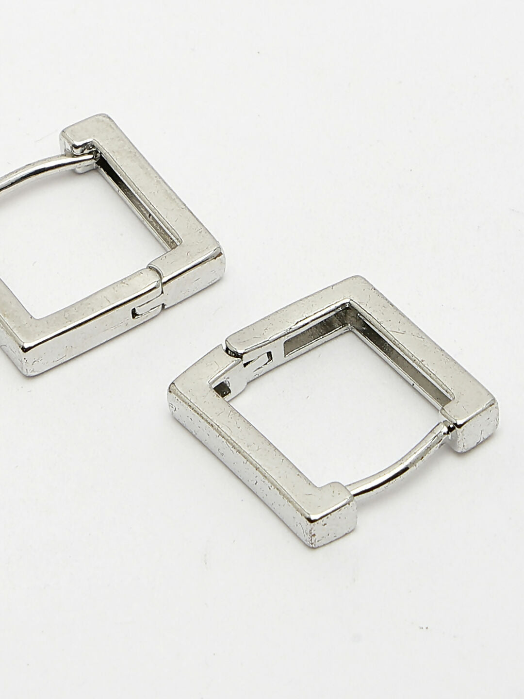 NVR Men's Silver-Plated Geometric Shape Stainless Steel Hoop Earrings - Swadesiicart