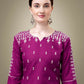 Jyoti Fashion Women's Purple Cotton Blend Embroidery & Sequence work Kurta with Trouser & Dupatta | Swadesiicart