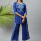 Ahalyaa Womens Royal Blue Pure Cotton Printed Tunic Palazzo Set | Swadesiicart