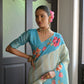 Vishnu Weaves Women's Firozi banarasi Silk Saree with Blouse - Swadesiicart