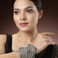 NVR Women's Set of 8 Silver-Toned German Silver Oxidised Bangles - Swadesiicart