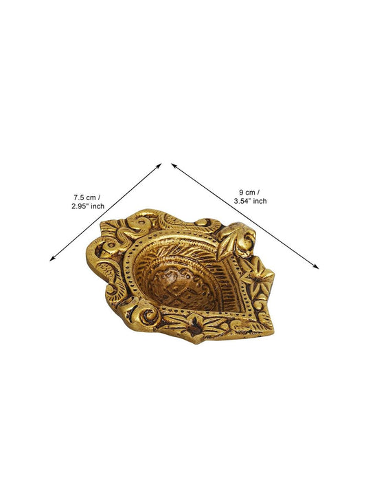 eCraftIndia 4 Pieces Beige Ethnic Design Diyas | Swadesiicart