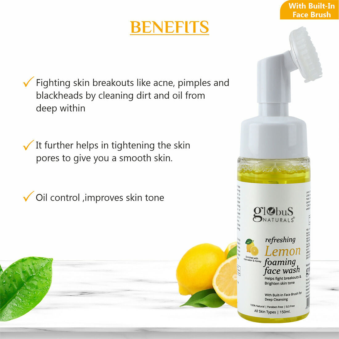Globus Naturals Brush Lemon Face wash | Swadesiicart