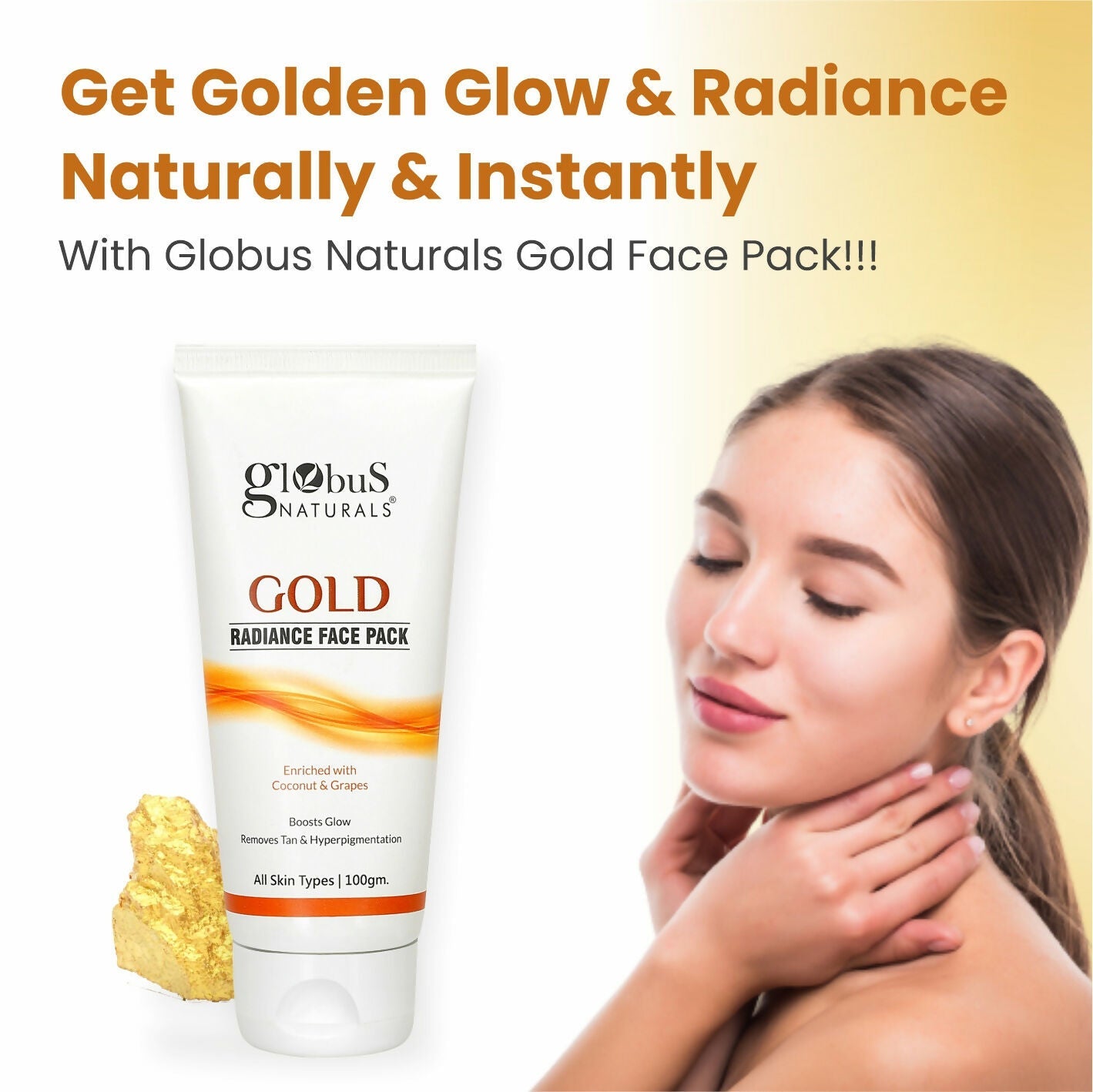 Globus Naturals Gold Radiance Anti Ageing & Brightening Face Pack | Swadesiicart