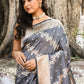 Joban Fashion Silver Grey Pure Katan Pure Handloom Banarasi Silk Saree | Swadesiicart