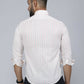 Miravan Men's White Spread Collar Striped Print Casual Shirt | Swadesiicart