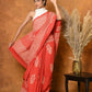 Very Much Indian Handblock Printed Cotton Saree With Natural Dyes - Orange | Swadesiicart