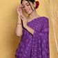 Very Much Indian Handblock Printed Cotton Saree With Natural Dyes - Purple | Swadesiicart