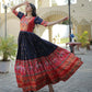 Jyoti Fashion Women's Navy Blue Patola with Foil Print Dola Silk Anarkali Dress | Swadesiicart