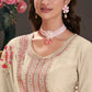 Anaita Cream Embroidered Work Silk Stitched Anarkali Suit