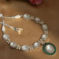 Gold and Silver Tone Neckpiece with Green Center Piece (Silver) - Ruby Raang | Swadesiicart
