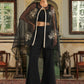 Janasya Black Georgette Solid Top Bottom Cape | Swadesiicart