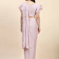 Light Pink Silk Satin Sequence Work Ready to Wear Saree with stitched Blouse - Nirvana | Swadesiicart