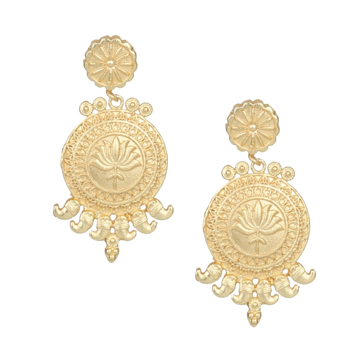 Joban Fashion Women Matte Gold Brass Earrings | Swadesiicart