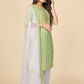 NOZ2TOZ Women's Printed & Hand Work Straight Cotton Parrot Green Kurta Pant With Dupatta (3Pcs Set) - Swadesiicart