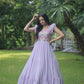 Jyoti Fashion Women's Purple Sequins Thread Embroidery Faux Georgette Anarkali Dress | Swadesiicart