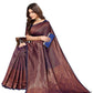 Vamika Weaving Banarasi Jacquard Navy Kanjivaram Saree | Swadesiicart