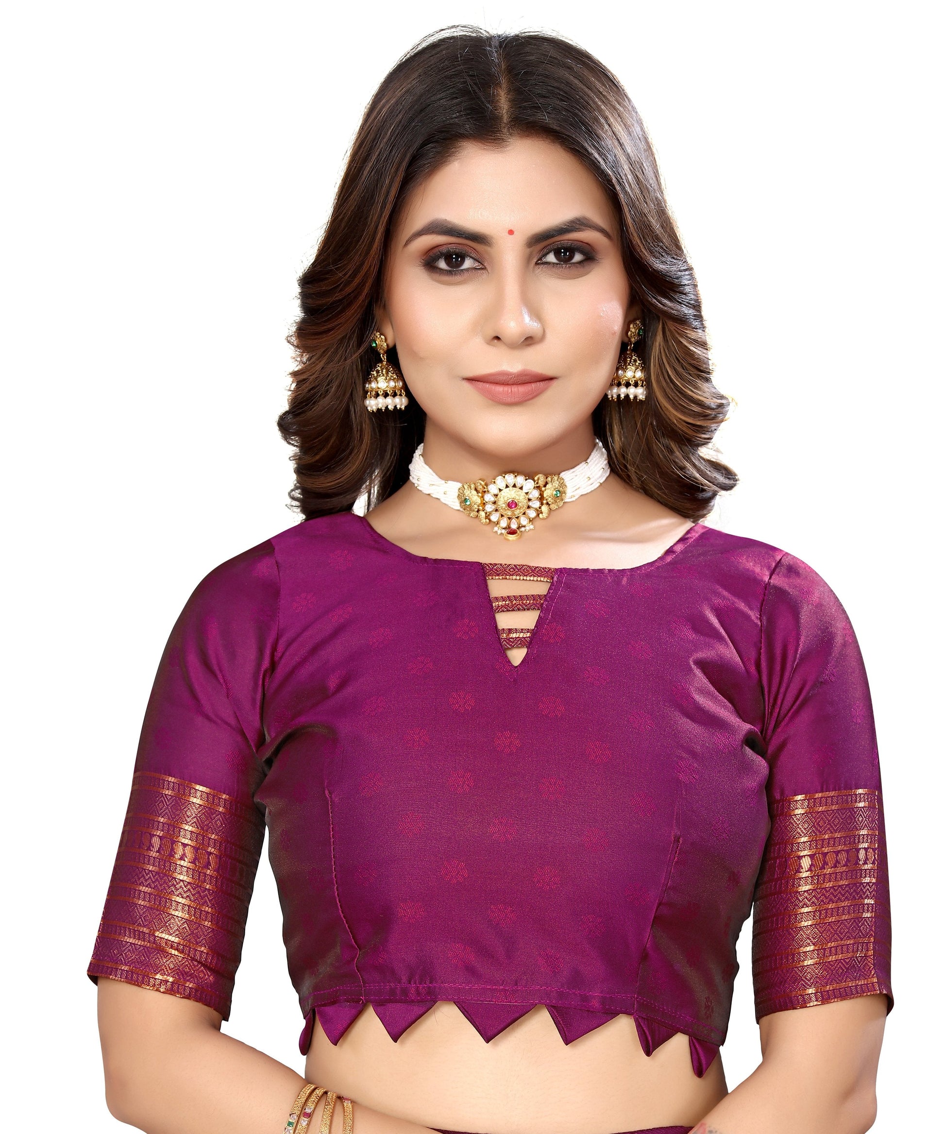 Vamika Weaving Banarasi Jacquard Purple Kanjivaram Saree | Swadesiicart