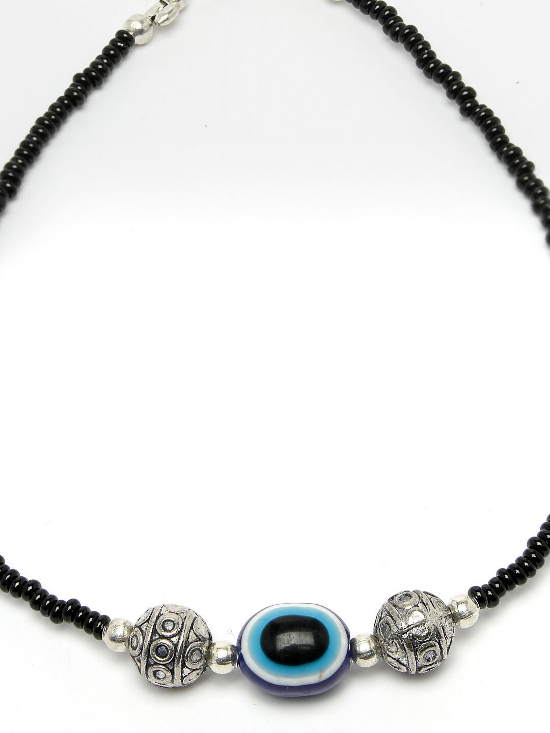 NVR Women Set of 2 Brass-Plated Stone-Studded & Evil Eye Beaded Anklet | Swadesiicart