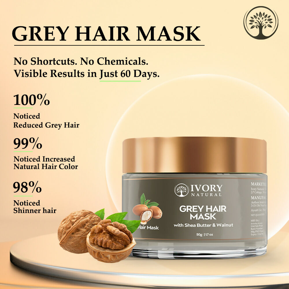 Ivory Natural Grey Mask For Hair - White To Black Hair Naturally For Both Men & Women | Swadesiicart