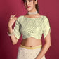 Vamsee Yellow Sequence 1 Yellow & White Georgette Saree - Swadesiicart