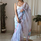 Vamsee Pinki Khatali Sky Organza Saree - Swadesiicart
