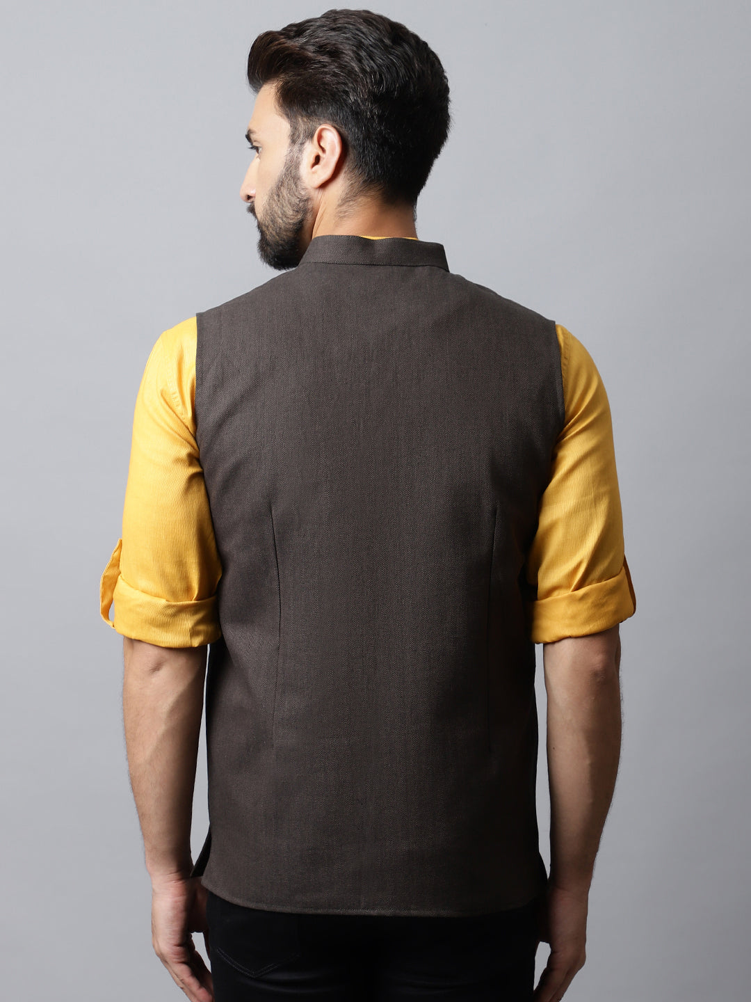 Even Apparels Men's Brown Nehru Jacket With Welt Pockets | Swadesiicart