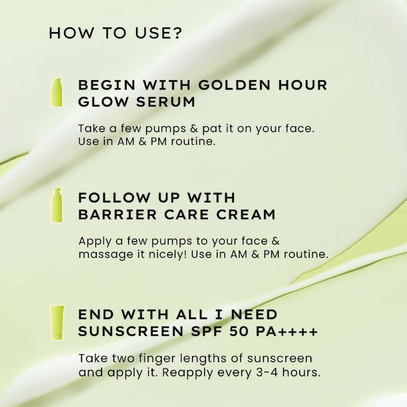 Hyphen By Kriti Sanon Daily Face Care Regime Combo - Oily & Combination Skin, with Glow Serum, Moisturizer & Sunscreen | Swadesiicart