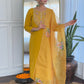 The52 Mustard Embroidered Rayon Fabric Straight Kurta, Pant and Dupatta Set - Swadesiicart